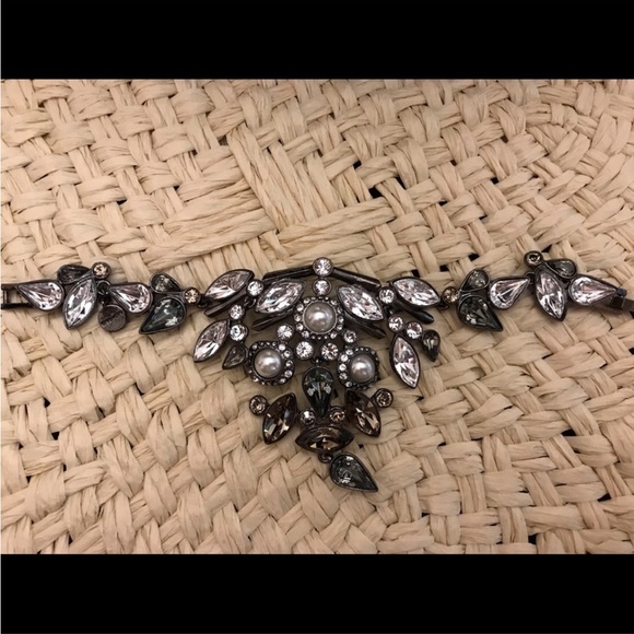 Exquisite Givenchy Bracelet with clear and Smokey Rhinestones with Pearls - Picture 2 of 3